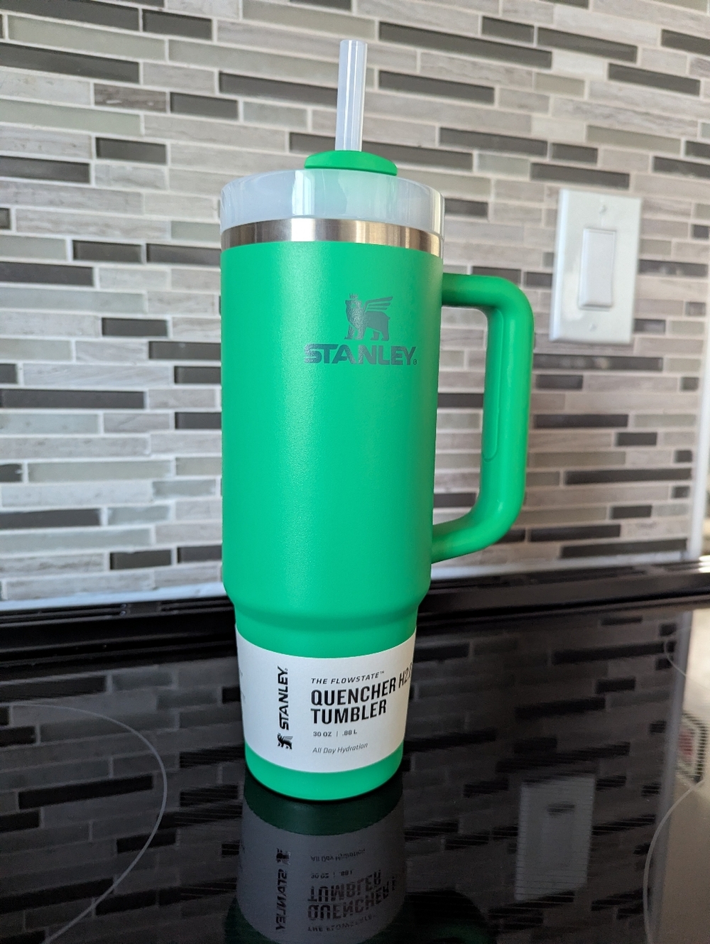 BRAND NEW Stanley Green Insulated Travel Tumbler with Handle and Straw